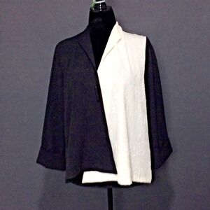 Vintage JBS LTD Jacket Womens Large Black Satin Modesty Panel USA Shoulder Pads